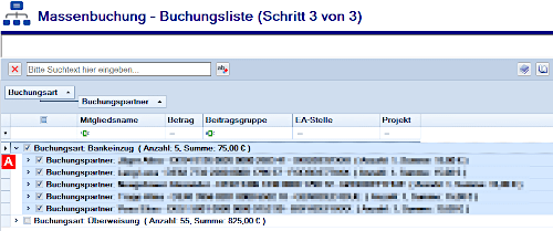 Massenbuchung Schritt 3