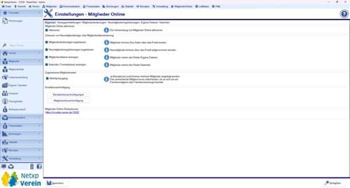 Mitglieder.Online Einstellunge